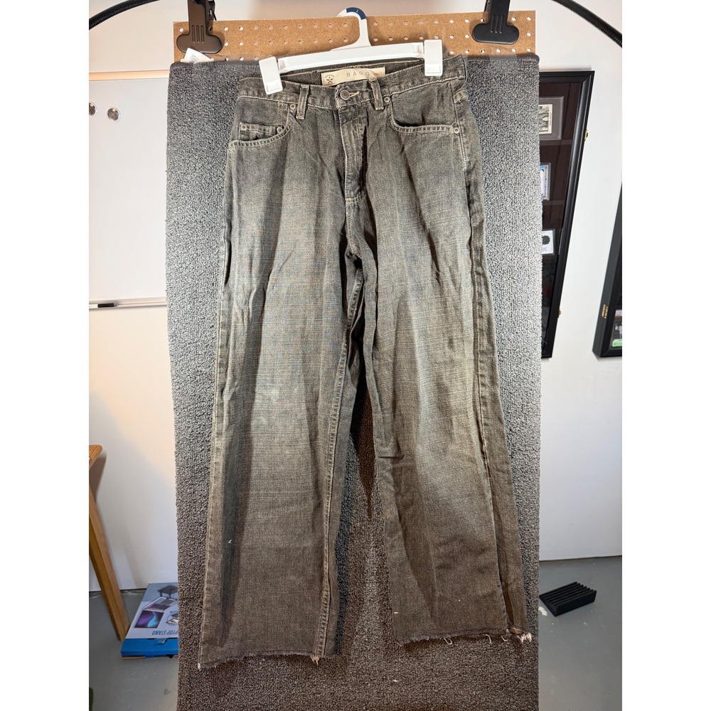 Arizona Jean Co Baggies Jeans Mens 30x30 Black Faded Wide Leg Raw Hem 484